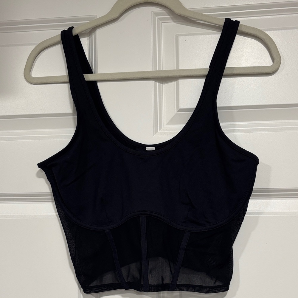 ALO Yoga Black Mesh Bra Top large